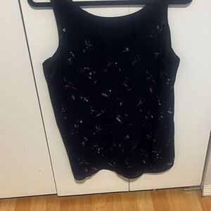 Source Unknown Black Floral Tank Top